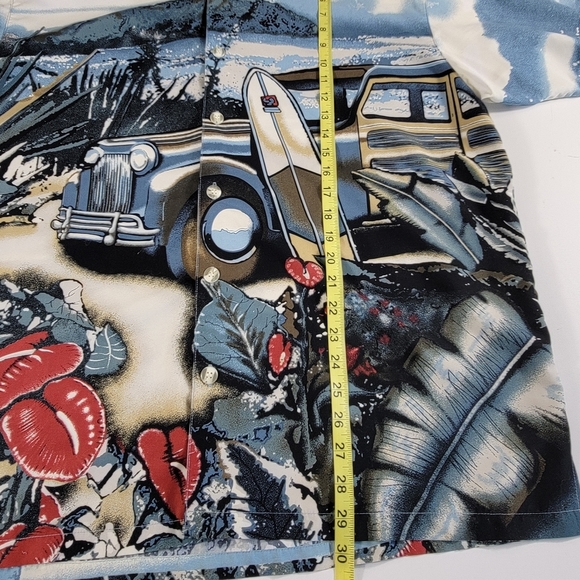 Daniel David Men's Hawaiian shirt WOODY CAR AND SURFBOARD print XXL 2XL - Picture 6 of 7